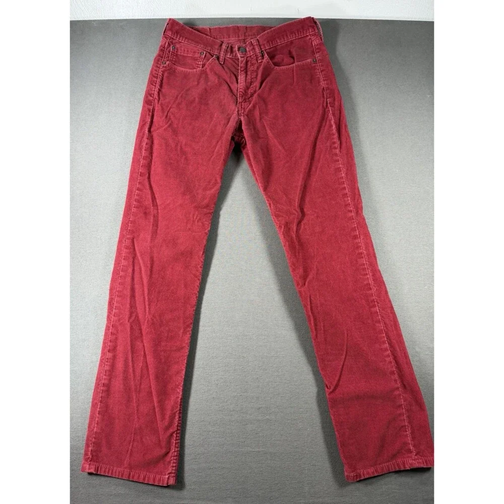 Levis 514 Corduroy Pants Mens 31x32 Red Straight Fit Stretch Trouser Casual Jean